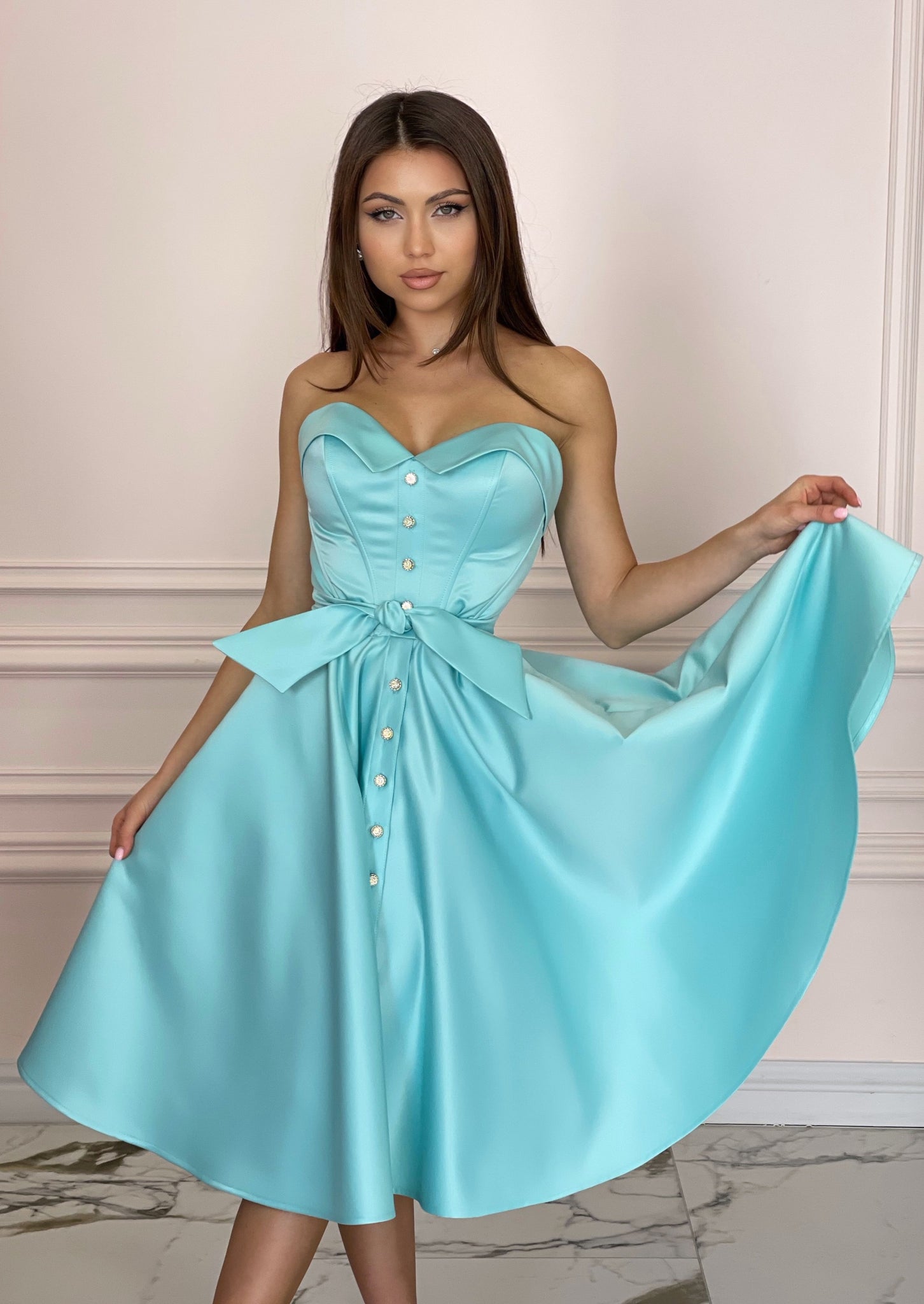aqua blue dress